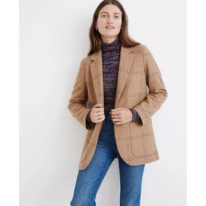 Madewell Larsen Blazer in Windowpane Camel